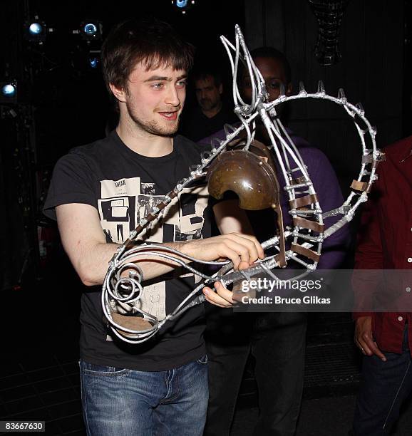 Daniel Radcliffe during a unveiling of an original prop from the original "Equus" from 1974 at The Broadhurst Theatre on November 12, 2008 in New...