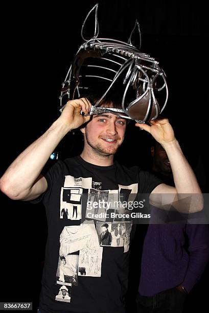 Daniel Radcliffe during a unveiling of an original prop from the original "Equus" from 1974 at The Broadhurst Theatre on November 12, 2008 in New...