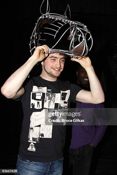 Daniel Radcliffe during a unveiling of an original prop from the original "Equus" from 1974 at The Broadhurst Theatre on November 12, 2008 in New...