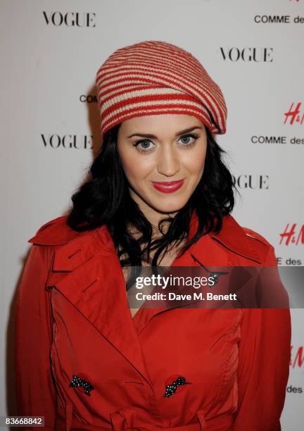 Katy Perry attends the VIP preview of the new Comme Des Garcons collection for H&M, at H&M Regent Street on November 12, 2008 in London, England.