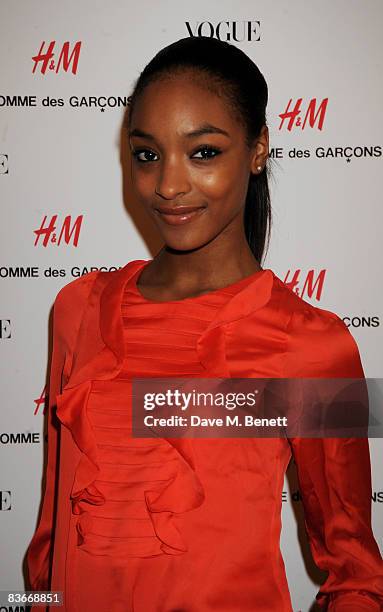 Jourdan Dunn attends the VIP preview of the new Comme Des Garcons collection for H&M, at H&M Regent Street on November 12, 2008 in London, England.