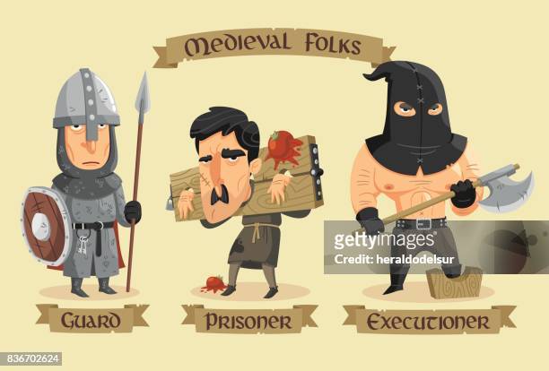 stockillustraties, clipart, cartoons en iconen met middeleeuwse tekens instellen - torture