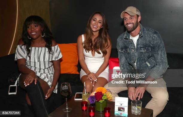 Jasmine Goode, Danielle Lombard and Robby Hayes host a "Bachelor In Paradise" Viewing Party on August 21, 2017 in Los Angeles, California.