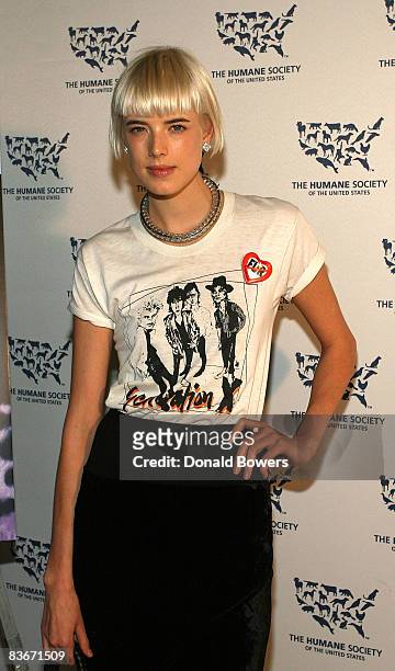 Agyness Deyn attends The Humane Society of the United States Cool vs Cruel Awards 2008 at The Bowery Hotel on November 12, 2008 in New York City.