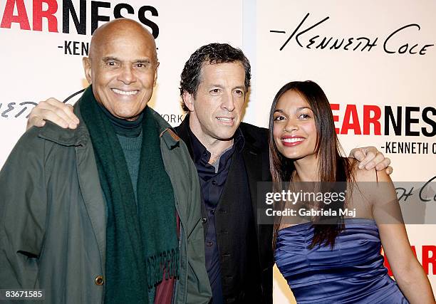 Harry Belafonte, designer Kenneth Cole and actress Rosario Dawson attend the launch of "Awearness: Inspiring Stories About How To Make A...