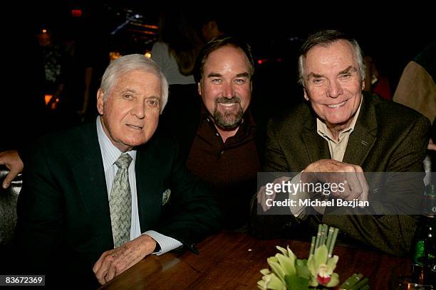 Personalities Monty Hall, Richard Karn and Peter Marshall attend the Meow Mix Think Like a Cat Game Show Premiere on November 12, 2008 in Los...