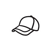Baseball hat sketch icon