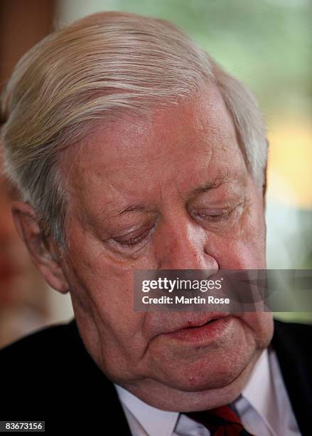 Former German chancellor Helmut Schmidt attends the book presentation of his wife Loki Schmidt at the Heinrich Heine House on November 13, 2008 in...