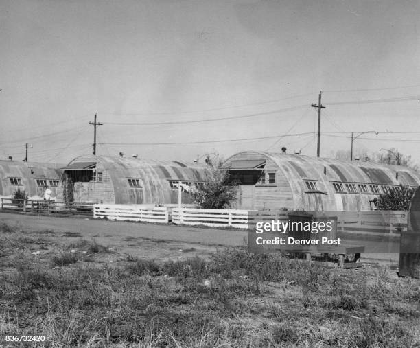 Drab Homes For Vets - Here are some of the semidilapidated quonset huts housing veterans in the north Denver Project. Faced with a 20 per cent...