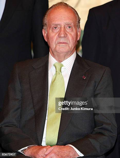 King Juan Carlos of Spain attends a welcome cereomny at Kyoto State Guest House on November 13, 2008 in Kyoto, Japan. The King and the Queen are on...