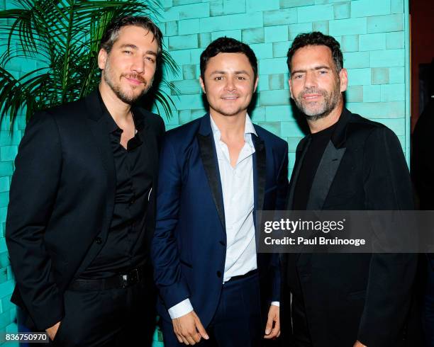 Alberto Ammann, Arturo Castro and Francisco Denis attend "Narcos" Season 3 New York Screening - After Party at Stage 48 on August 21, 2017 in New...
