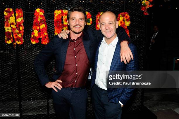 Pedro Pascal and Peter Friedlander attend "Narcos" Season 3 New York Screening - After Party at Stage 48 on August 21, 2017 in New York City.