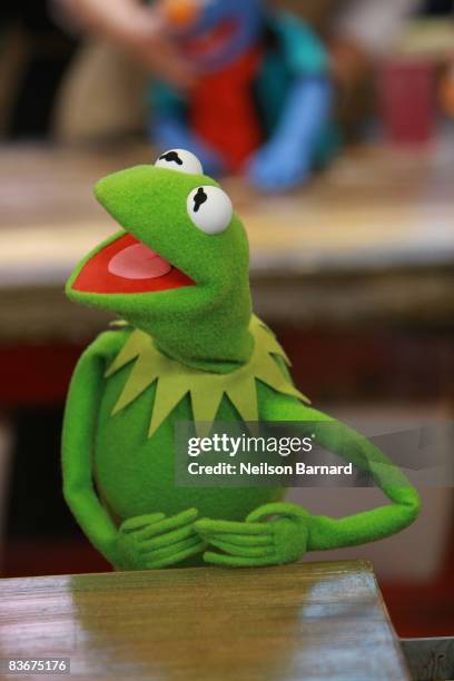 Kermit the Frog appears at the Whatnot Workshop at FAO Schwarz on November 11, 2008 in New York City.