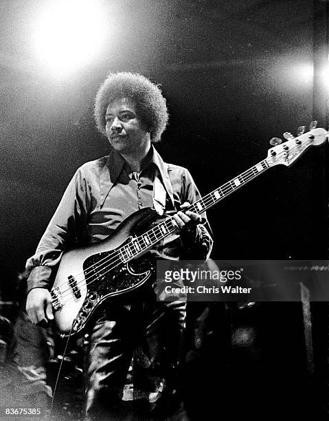 Billy Cox performs with the Jimi Hendrix Experience at the Isle of Wight Festival, August 1970