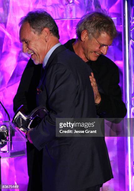 Stunt choreographer Doug Coleman and actor Harrison Ford during The Behind the Camera Awards held at The Highlands on November 9, 2008 in Hollywood,...