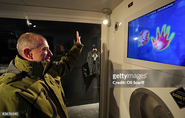 Colin Dealey stands in front of a thermal imaging camera in a giant fridge, which simulates arctic conditions, to test the insulation of his coat in...