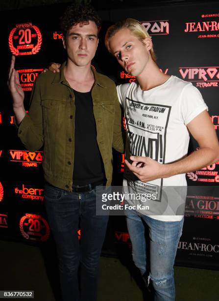 Members of Ofenbach DJS band Cesar Laurent de Rummel and Dorian Lauduique pose during the Ofenbach Party hosted by Virgin Radio at VIP Room Saint...