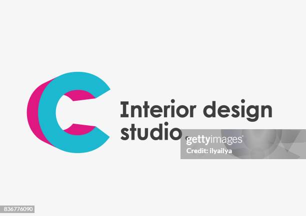 interior design studio emblem. letter c - letter c stock illustrations