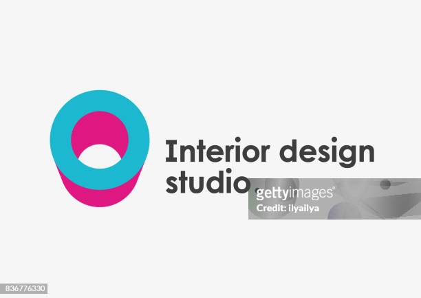 interior design studio emblem. buchstabe o - buchstabe o stock-grafiken, -clipart, -cartoons und -symbole