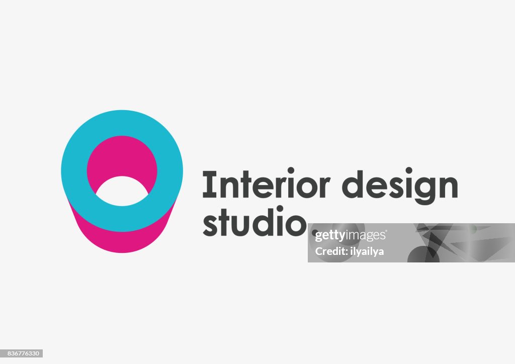 インテリア デザイン スタジオのエンブレム。文字 O