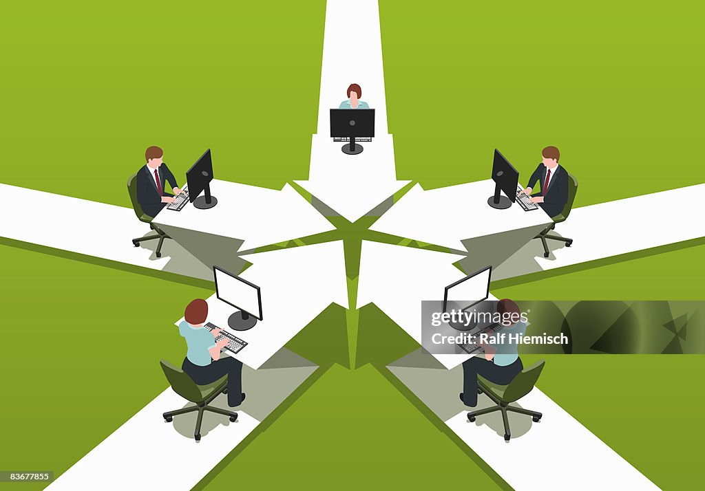 Office workers sitting at desks