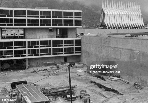 Air Force Academy The planned six-story dormitory for cadets will have a three-story section near its center point to permit an unabstructed view of...