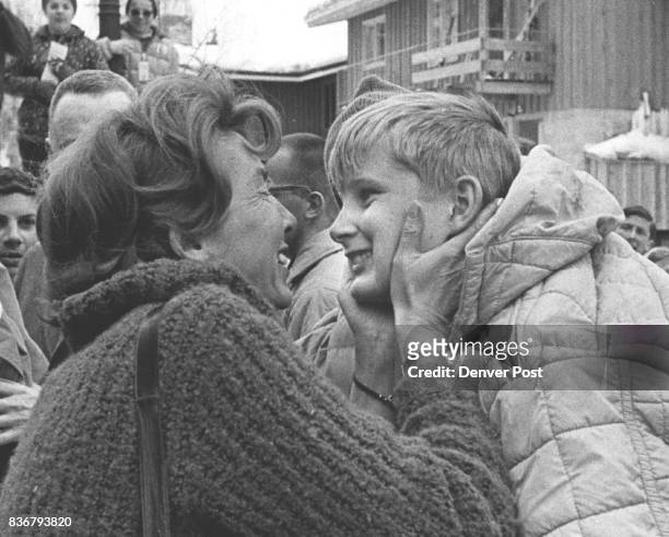 Mrs. Herbert Koether Greets her Nephew, Martin Koether Jr., after he was found The Winnetka, Ill., boy suffered no ill effects after spending the...