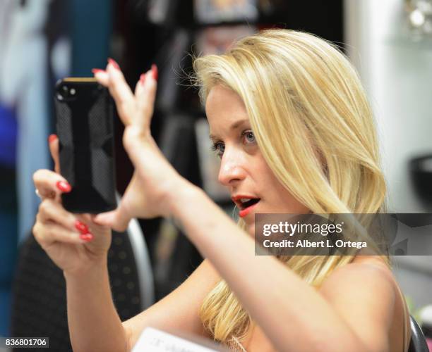 Actress Sadie Katz participates in the "Hotness Of Horror" - A Special Scream Queen Signing Event held at Dark Delicacies Bookstore on August 21,...