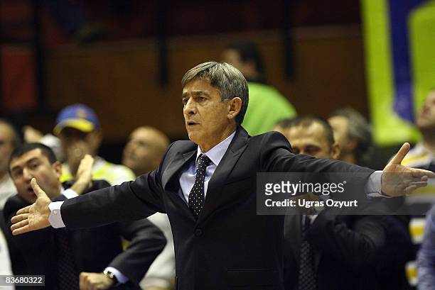 Bogdan Tanjevic, Head Coach of Fenerbahce Ulker in action during the Euroleague Basketball Game 4 match between Fenerbahce Ulker Istanbul and Union...