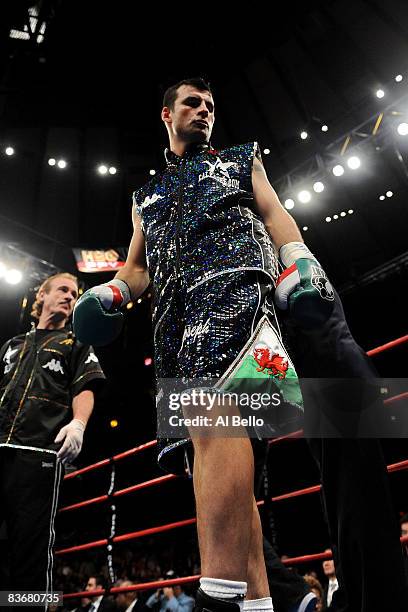 Joe Calzaghe enters the ring before his Ring Magazine Light Heavyweight Championship bout against Roy Jones Jr at Madison Square Garden November 8,...