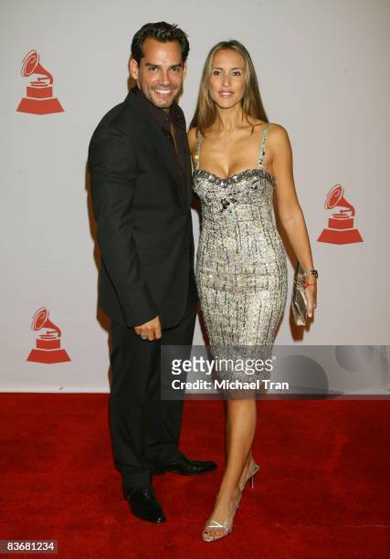 Actor Cristian de la Fuente and his wife Angelica Castro arrive at the 2008 Latin Recording Academy Person of the Year awards tribute to Gloria...