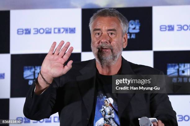 Film director Luc Besson attends the film 'Valerian' press conference at Yongsan CGV on August 22, 2017 in Seoul, South Korea. The film will open on...