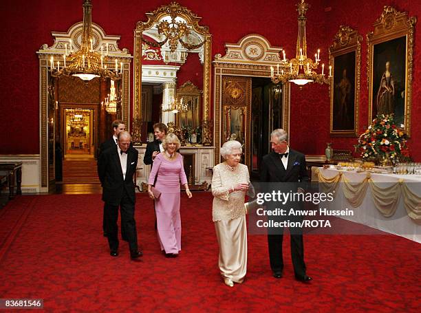 Prince Charles, Prince of Wales and Queen Elizabeth ll, followed by Prince Philip, Duke of Edinburgh, Camilla, Duchess of Cornwall, Prince William...