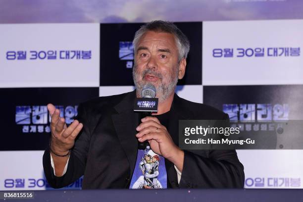 Film director Luc Besson attends the film 'Valerian' press conference at Yongsan CGV on August 22, 2017 in Seoul, South Korea. The film will open on...