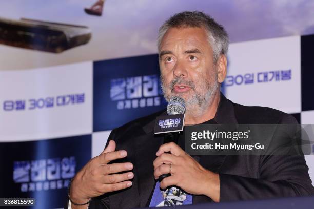 Film director Luc Besson attends the film 'Valerian' press conference at Yongsan CGV on August 22, 2017 in Seoul, South Korea. The film will open on...