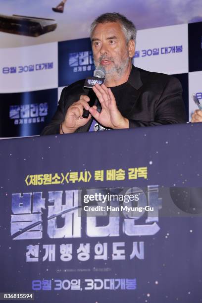 Film director Luc Besson attends the film 'Valerian' press conference at Yongsan CGV on August 22, 2017 in Seoul, South Korea. The film will open on...