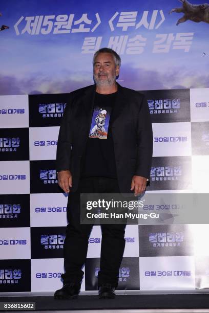 Film director Luc Besson attends the film 'Valerian' press conference at Yongsan CGV on August 22, 2017 in Seoul, South Korea. The film will open on...