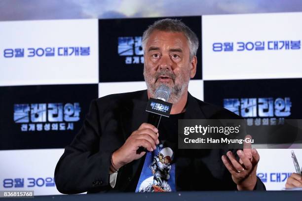 Film director Luc Besson attends the film 'Valerian' press conference at Yongsan CGV on August 22, 2017 in Seoul, South Korea. The film will open on...