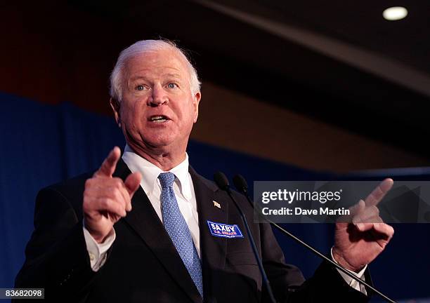 Sen. Saxby Chambliss speaks at campaign rally attended by Sen. John McCain on November 13, 2008 in Atlanta, Georgia. McCain, in his first political...