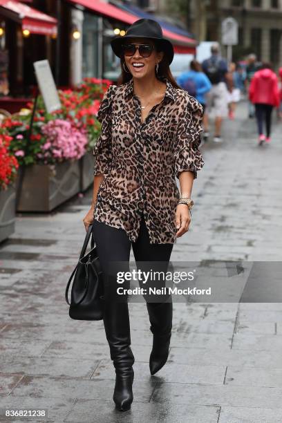 Myleene Klass seen arriving at Smooth Radio Studios on August 22, 2017 in London, England.