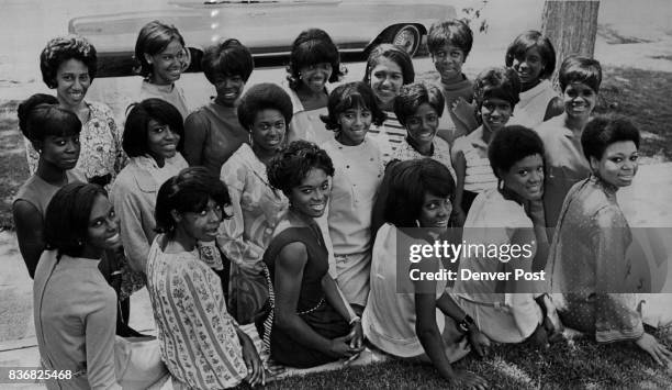 Candidates Vying for title of Miss Black Denver in Negro Community Independent Day Celebration Competing are, from left, front row, Dianne Kirkland,...