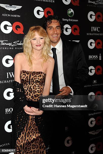 Luca Toni and his girlfriend Marta Cecchetto arrive at the 2008 GQ Men of the Year Award at the Congress Hall on November 13, 2008 in Munich, Germany.