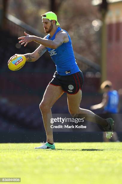 Sam Naismith kicks during a Sydney Swans AFL training session at Sydney Cricket Ground on August 22, 2017 in Sydney, Australia.