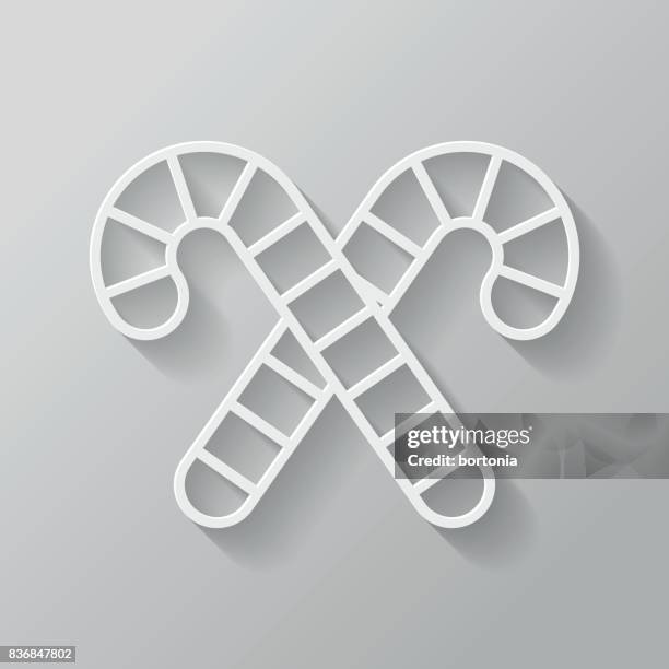 candy canes thin line flat design christmas icon - peppermint stock illustrations