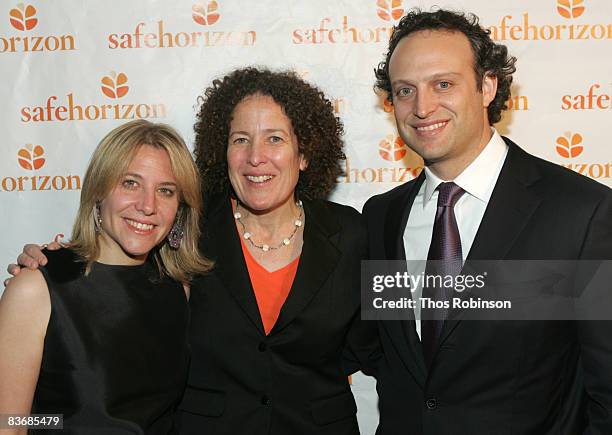 Safe Horizon board members Alison Rubler, Lucy Friedman and Neil Rubler arrive at Safe Horizon's ''Lyrics & Laughter: In Our Own Words'' at the...