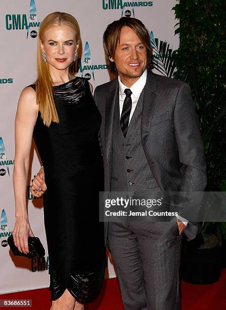 Actress Nicole Kidman and musician Keith Urban attend the 42nd Annual CMA Awards at the Sommet Center on November 12, 2008 in Nashville, Tennessee.