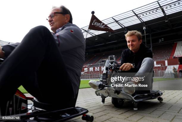 Former Formula One Worldchampion Nico Rosberg of Germany in action during the viva con aqua social e-cart race at Millerntor Stadium on August 22,...