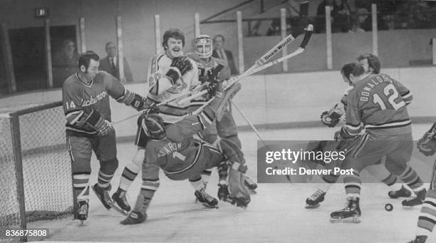 Denver Spurs Spurs, Bucks Make Mayhem Connie Forey of Denver Spurs appears to be roughing things up a bit while surrounded by Portland players in...