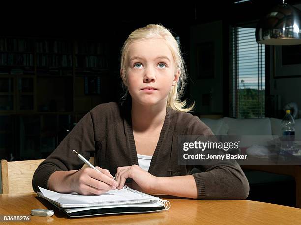 girl with homework - sweden school stock pictures, royalty-free photos & images