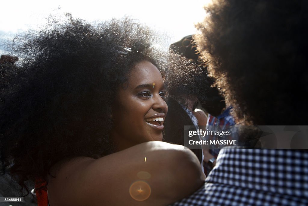 Girl talking at a party